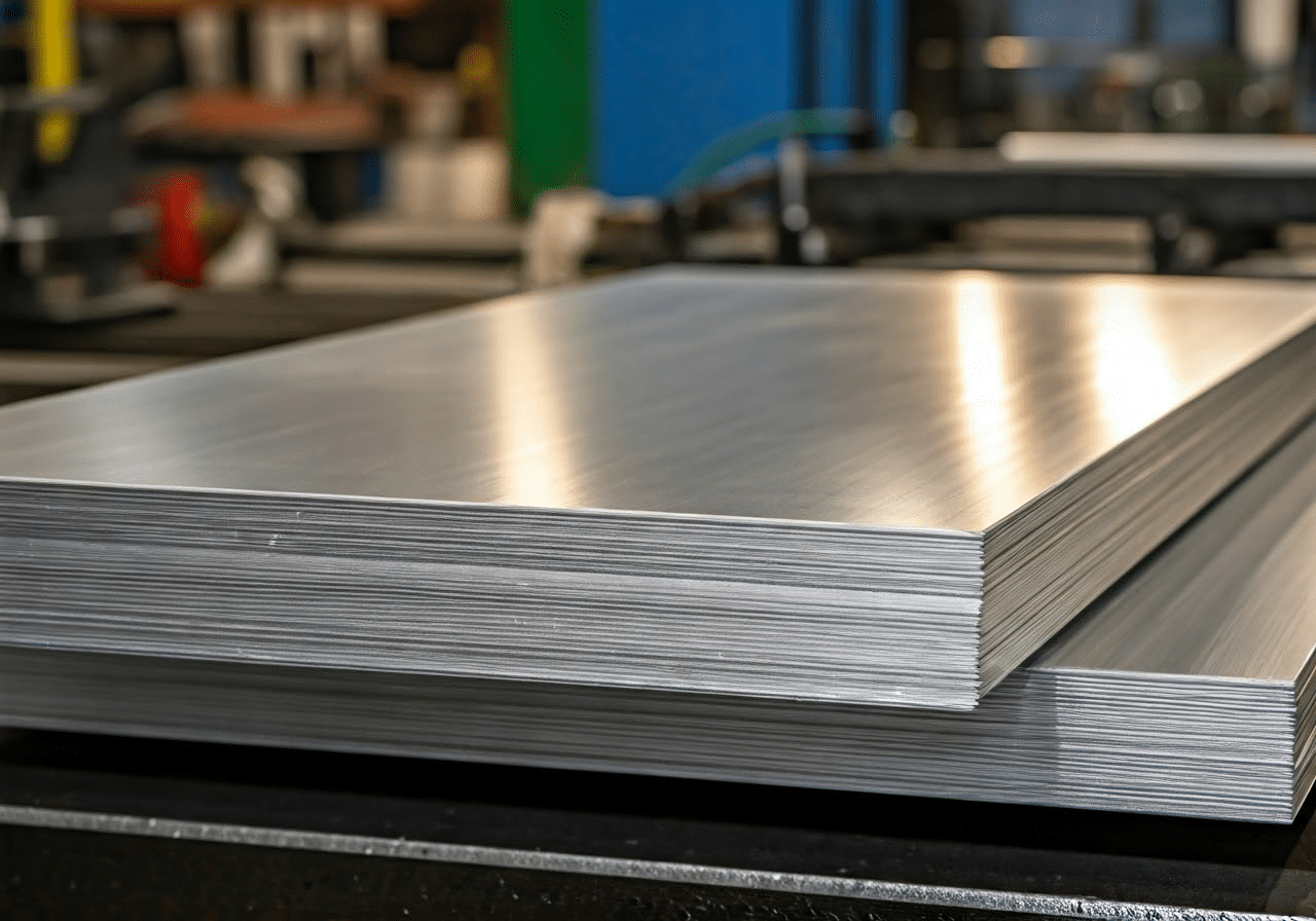 Close-up of 2024-T6 aluminum sheets