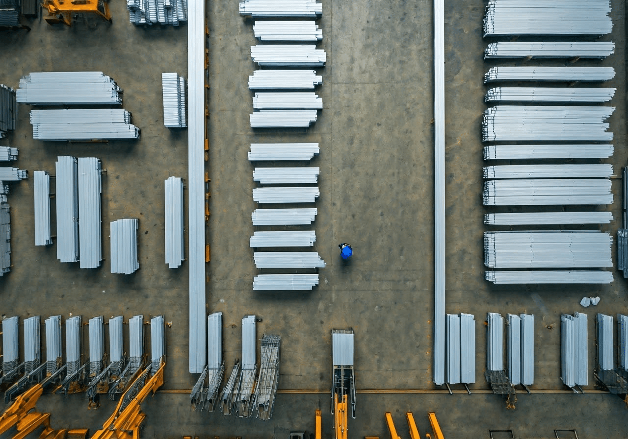 Workers handling aluminum sheets