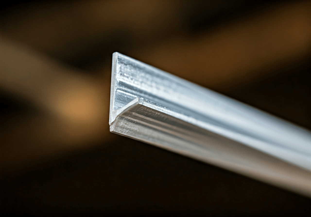 Close-up of aluminum angle surface