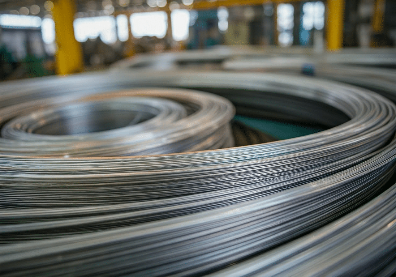 Aluminum welding wires on factory floor