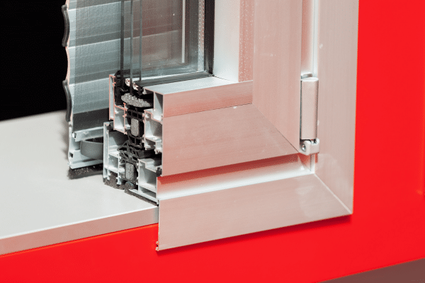 Aluminium Square Rods in window frame 